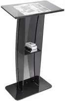 Akrilinis podiumas 119.8 cm, su plačia lentyna ir saugykla, stovas bažnyčiai, biurui, mokyklai, juodas pamokslininko stalas, skaitymo pakyla, prezentacijų stovas