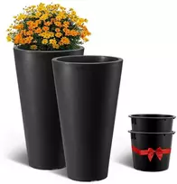 Aukštų vazonų rinkinys, 2 vnt., apvalūs kūginiai augalų vazonai, 59 cm, lauko ir vidaus naudojimui