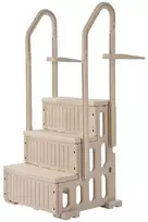 3 pakopų baseino kopėčios 91,4-121,9 cm baseinams, dvigubos turėklos, iki 181,4kg, taupe neslystančios baseino laiptai, sunkiosios reguliuojamos plaukimo baseino įėjimo pakopos