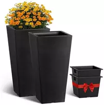 Aukštų vazonų rinkinys, 2 vnt., kvadratiniai siaurėjantys vazonai, 57 cm, lauko ir vidaus augalams, vazonų rinkinys