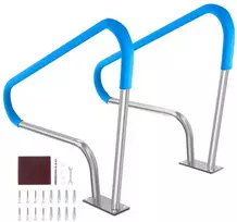 Nerūdijančio plieno baseino turėklai SPA ir plaukimo baseinams, 1220 x 905 mm, neslystantys, atsparūs korozijai, lauko baseino apsauginiai turėklai, nerūdijančio plieno base