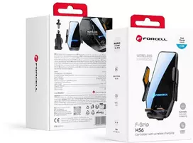 Belaidis automobilio telefono laikiklis Forcell F-Grip HS6 15W priekiniam stiklui / ventiliacijos angai juodas