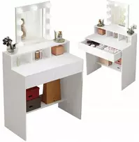 Rebiko Makijažo stalas su led veidrodžiu, modernus loft stilius, 80 cm