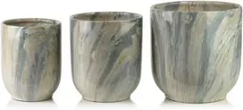 Mondex Since 1986 NEVA MARBLE 3 keraminių užvalkalų rinkinys 28x28x29/23,5x23,5x26,5/19x19x24,5cm