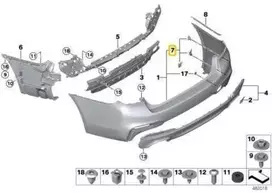 BMW 5 G30 F90 M5 Galinio PDC PMA Jutiklio Tvirtinimo Komplektas Originalus 51128073862