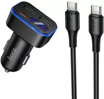 Car charger Hoco with LCD 2xUSB A + 1xUSB C PD QC3.0 42W Z63A juodas