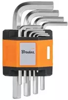 HEX šešiakampių raktų rinkinys Bradas, 1,5–10 mm, 9 vnt., short