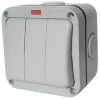 Hismart Lauko Jungiklis - IP66 3 Gang 250V 16A