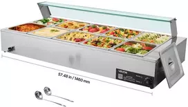 Komercinis maisto šildytuvas, 1700W elektrinis garinis bain marie, nerūdijančio plieno bufeto serveris maitinimui