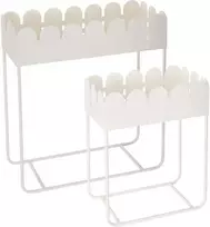 2 metalinių pastatomų gėlių vazonų su banguotais kraštais rinkinys SENSE