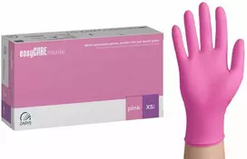EasyCARE vienkartinės nitrilo pirštinės, be miltelių, nesterilios, rožinės, XS dydis, 100vnt.