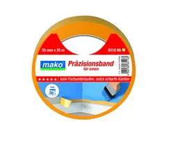 Mako Lipni juosta vidaus darbams, geltona PREMIUM 831060, 25 mm x 25 m