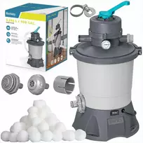 Baseino smėlio siurblys, sodo baseinams, didelis srautas, su filtravimo kamuoliukais, 3596 l/h