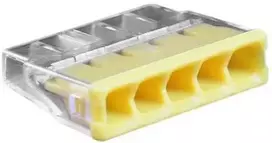 Laidų Sujungimo Jungtis - HiSmart 5 Angų Sujungimo Jungtis, 0,5–2,5 mm², 100 Vnt., Skaidri; Geltona