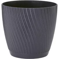 FORM PLASTIC Gėlių vazonas "Mika" su padėklu, 17 cm, juodas