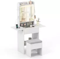 Promotions Tualetinis staliukas su veidrodžiu, 50-94x41x147 cm, balta, su laikymo vieta