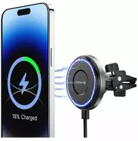 „Swissten Airhold“ magnetinis automobilio laikiklis su belaidžiu įkrovikliu 15 W / 7,5 W (suderinamas su „MagSafe“)