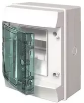 ABB Mistral65 hermetiškas paviršinio montavimo modulinis paskirstymo skydas 1x4 4M IP65 transportavimo durys 65P04X12 1SL1200A00