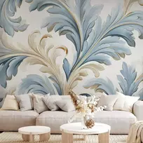 Artgeist Fototapetas - Baroque Ornaments in Light Kreminis-Mėlyna Hues