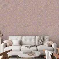 Artgeist Tapetas - Cute Light-rusvai gelsvas Little Flowers - Small flowers with beige - undulating petals on a mėlynas background.