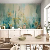 Artgeist Fototapetas - A touch of summer - floral motif with a meadow of flowers in mėlynas tones