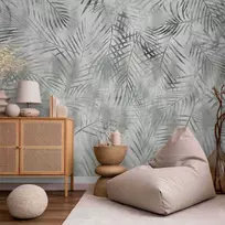 Artgeist Fototapetas - Minimalist landscape - nature motif with pilkas exotic leaves