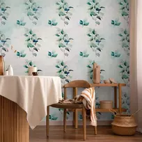 Artgeist Fototapetas - Mint nature - uniform pattern in floral motif with žalias leaves