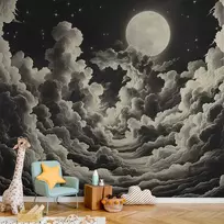 Artgeist Fototapetas - Moon and Stars Singing Among the Great Clouds