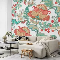 Artgeist Fototapetas - Ethnic vegetation - plant motif with ornaments in coloured flowers