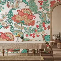 Artgeist Fototapetas - Ethnic vegetation - plant motif with ornaments in coloured flowers