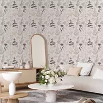 Artgeist Tapetas - Flowers and herbs in warm greys