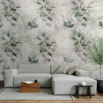 Artgeist Fototapetas - Statue of nature - plant motif with žalias leaves with pilkas patterns