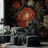Artgeist Fototapetas - Tapestry Large Flowers Retro Floral Motif in Kilim Style