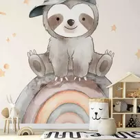 Artgeist Fototapetas - Little Sloth Among Stars and Rainbows