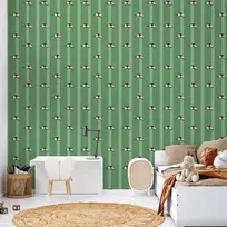 Artgeist Tapetas - Sports Whistles - Repeating pattern on a striped žalias background.
