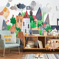 Artgeist Fototapetas - A colourful treasure island with a castle - a pirate ship at sea for children