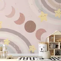 Artgeist Fototapetas - Phases of the Moon Among Stars and Rainbows