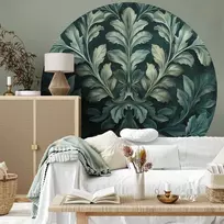 Artgeist Apvalus fototapetas - Victorian leaves in dark greens