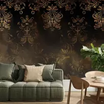 Artgeist Fototapetas - Baroque Ornaments in Patinated Gold and Browns: Retro Motif
