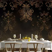 Artgeist Fototapetas - Baroque Ornaments in Patinated Gold and Browns: Retro Motif
