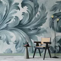 Artgeist Fototapetas - Stone Baroque Ornaments in Light Shades of Gray-Mėlyna