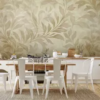 Artgeist Fototapetas - Botanical Motif with Leaves and Vines in Sand Colors