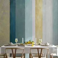 Artgeist Fototapetas - Striped pattern - abstract background in stripes in mėlynas tones with auksinis pattern
