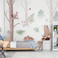 Artgeist Fototapetas - Subtle Illustration With Forest Animals