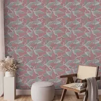 Artgeist Tapetas - Pastel birds – a delicate pattern of baltas and pilkas herons on a light pink background