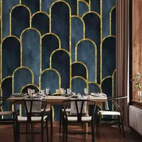 Artgeist Fototapetas - Gold and Navy Mėlyna Pattern