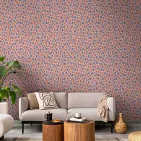 Artgeist Tapetas - Giraffe Pattern - colorful animal pattern in mėlynas-pink spots.