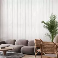 Artgeist Tapetas - Vertical Lines - Baltas background with a delicate wood pattern vertically.