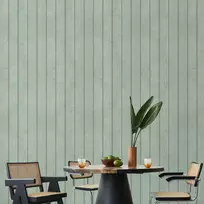 Artgeist Tapetas - Delicate Wood - Vertical stripes in a pastel žalias shade.