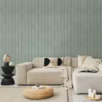 Artgeist Tapetas - Delicate Wood - Vertical stripes in a pastel žalias shade.